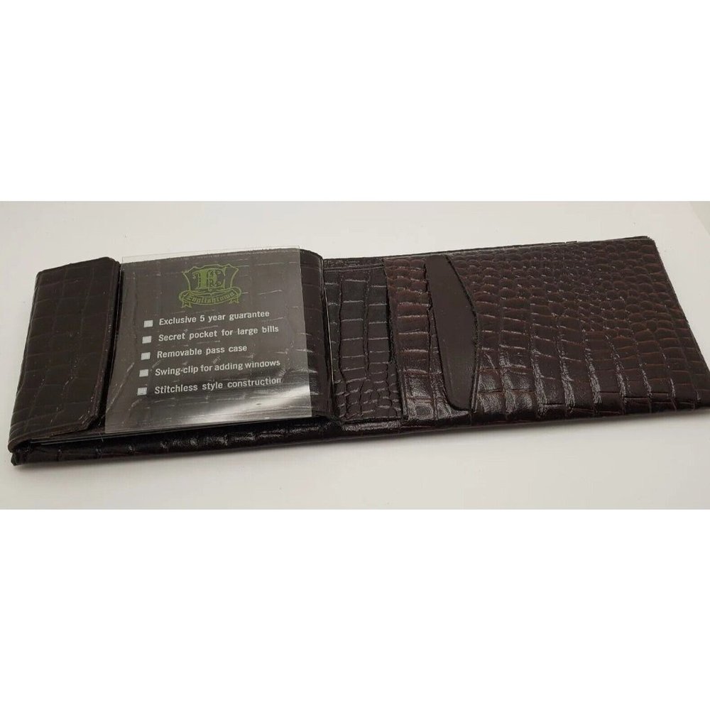 Vintage Englishtown Genuine Alligator Grained Cowhide Brown Wallet USA Made
